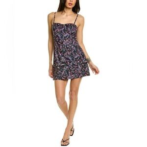 French Connection Whisper Sweetheart Mini Dress colour Utility blue Flores